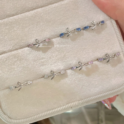 医用钛钢蝴蝶结锆石养耳耳圈