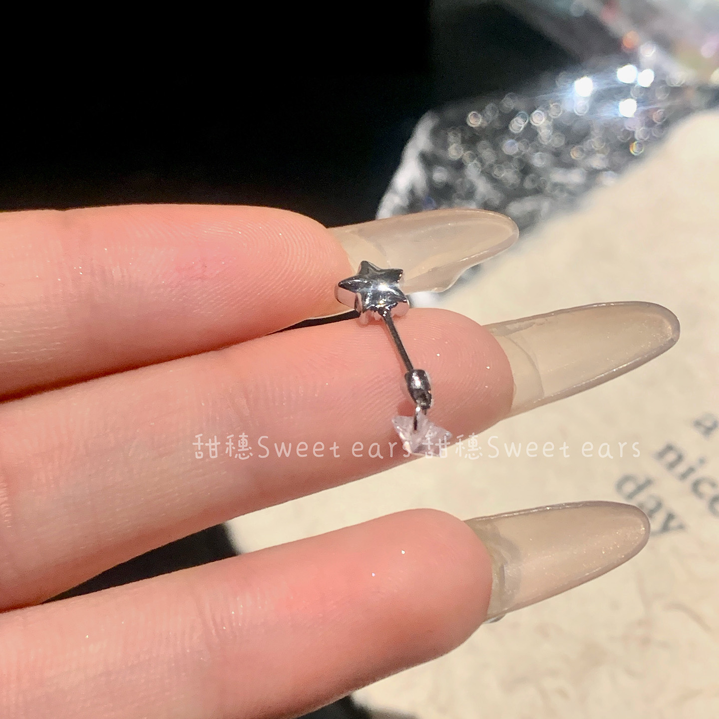 星星耳轮耳骨钉医用钛钢