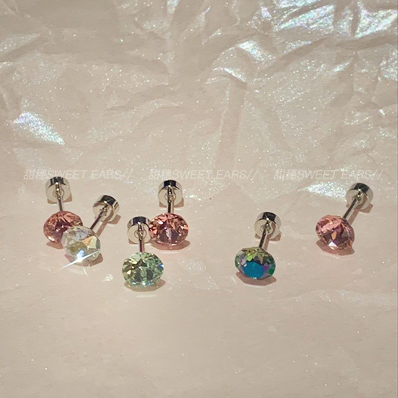 锆石简约钛钢耳骨钉女
