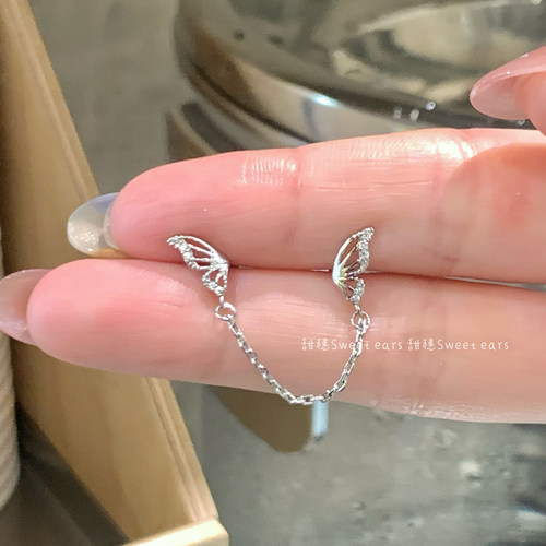 双耳洞左右翅膀耳骨链