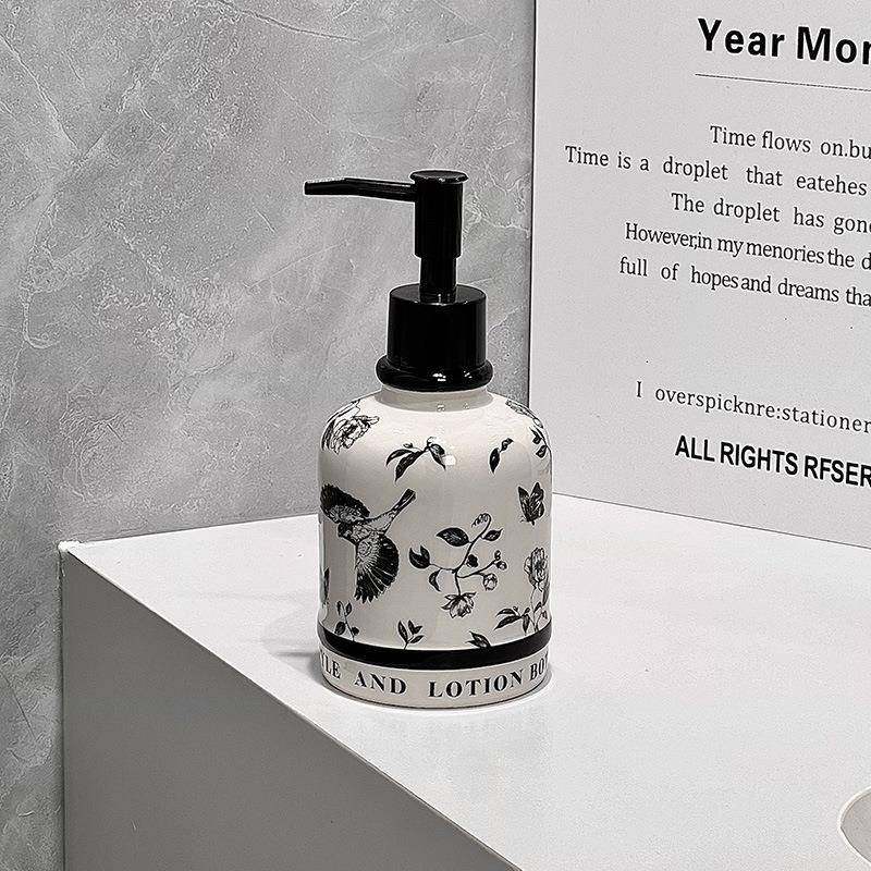 中古风陶瓷分装瓶花鸟设计质感出众乳液瓶民宿酒店设计感洗手液瓶,收纳整理,收纳瓶,淘宝优惠券,粉丝福利购,淘宝优惠卷