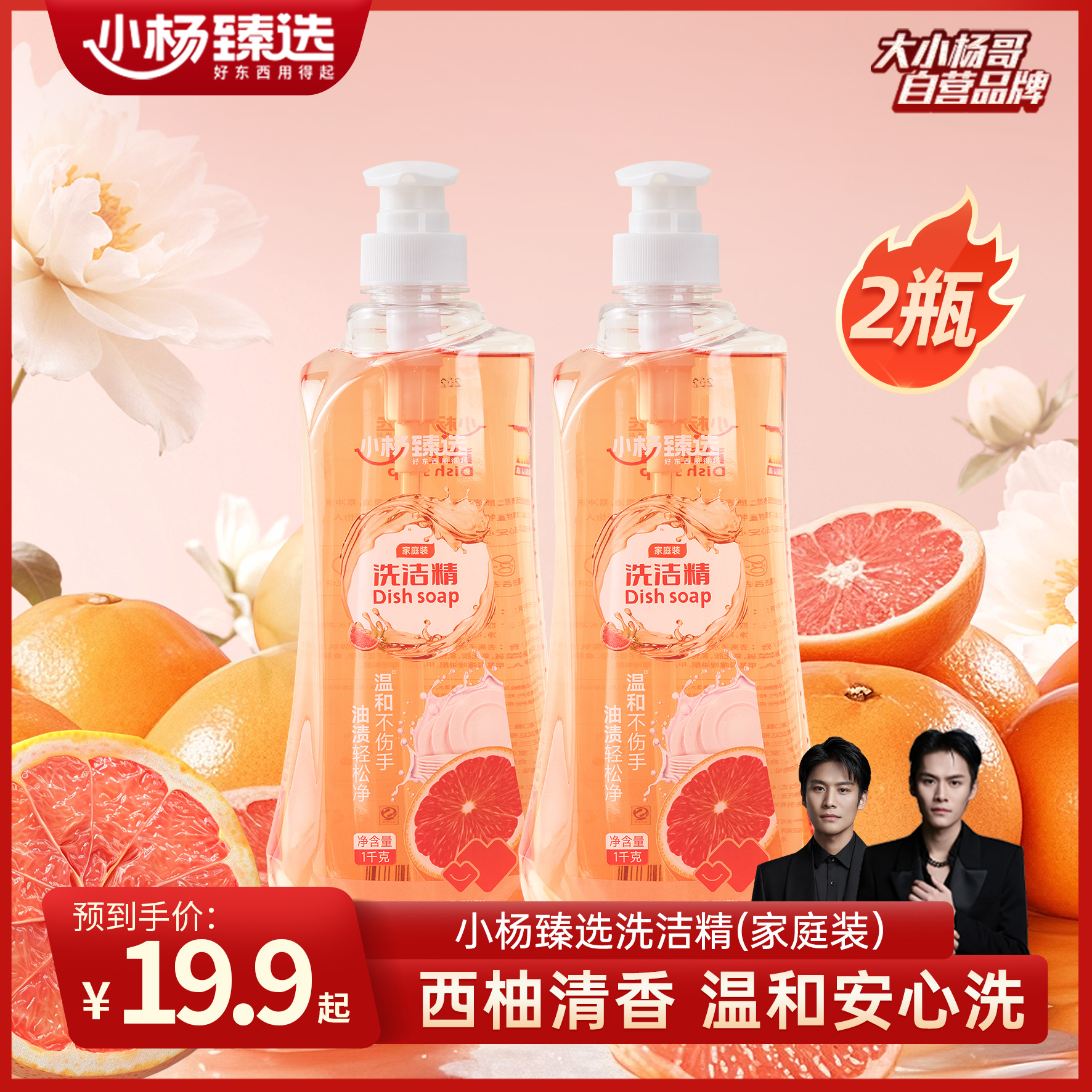 小杨臻选家用洗洁精1kg*2瓶