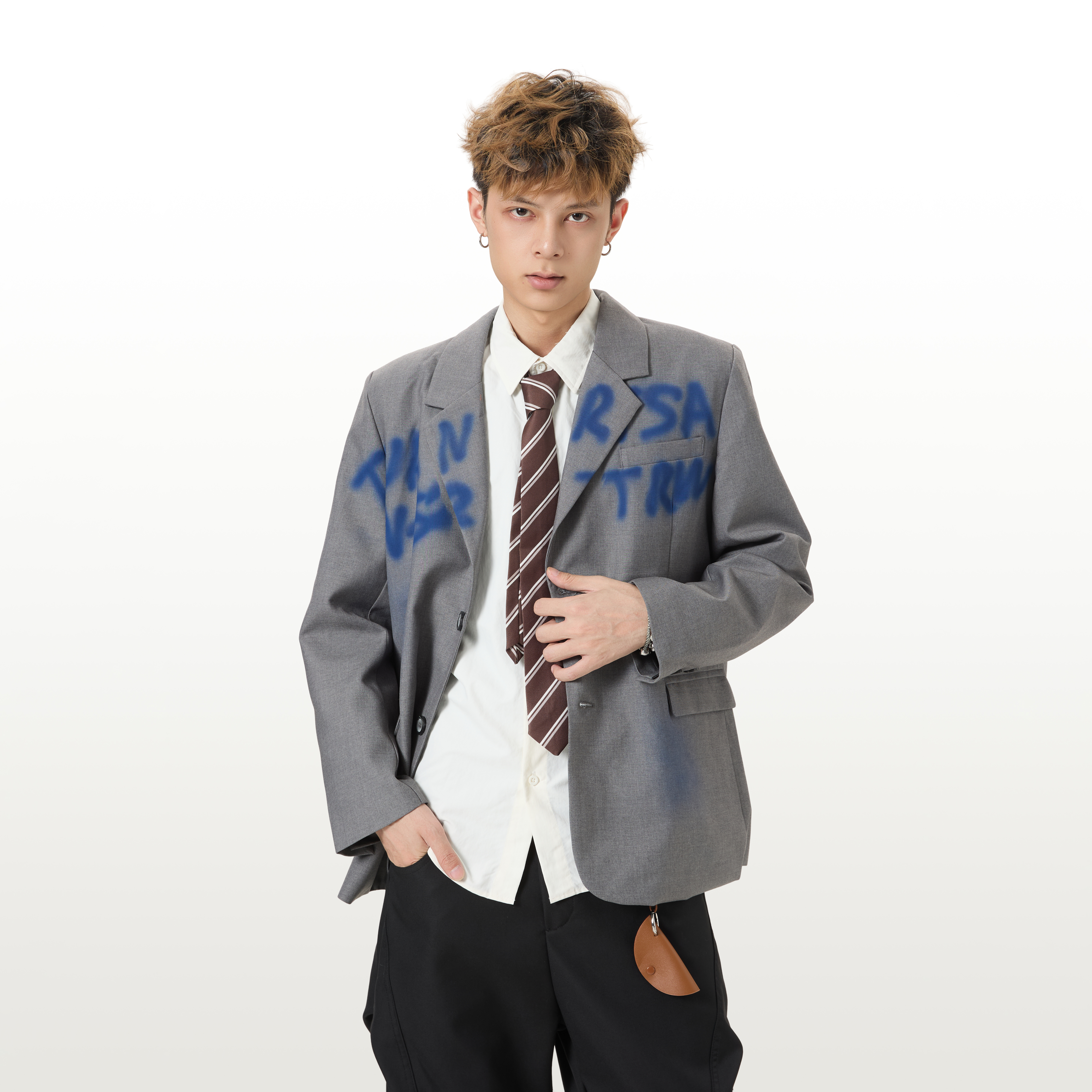 美式复古休闲宽松设计感小众西装