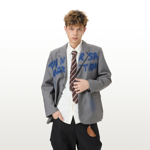 美式复古休闲宽松设计感小众西装