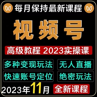 微信视频号运营教程创作技巧直播带货实操变现课程话术运营规范