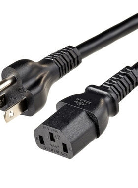 美标品字尾电源线美规UL18#awg插头10A125V 全铜0.824平方 长距离大功率