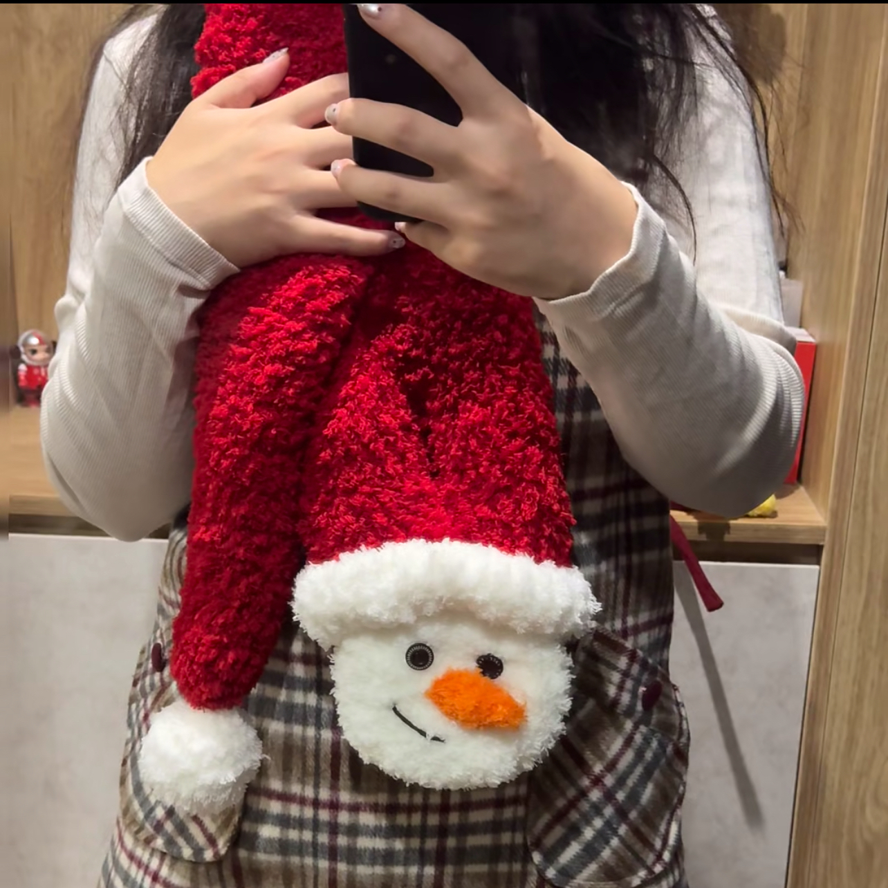 手工编织毛线钩针可爱圣诞雪人围巾diy材料包自制送朋友闺蜜礼物