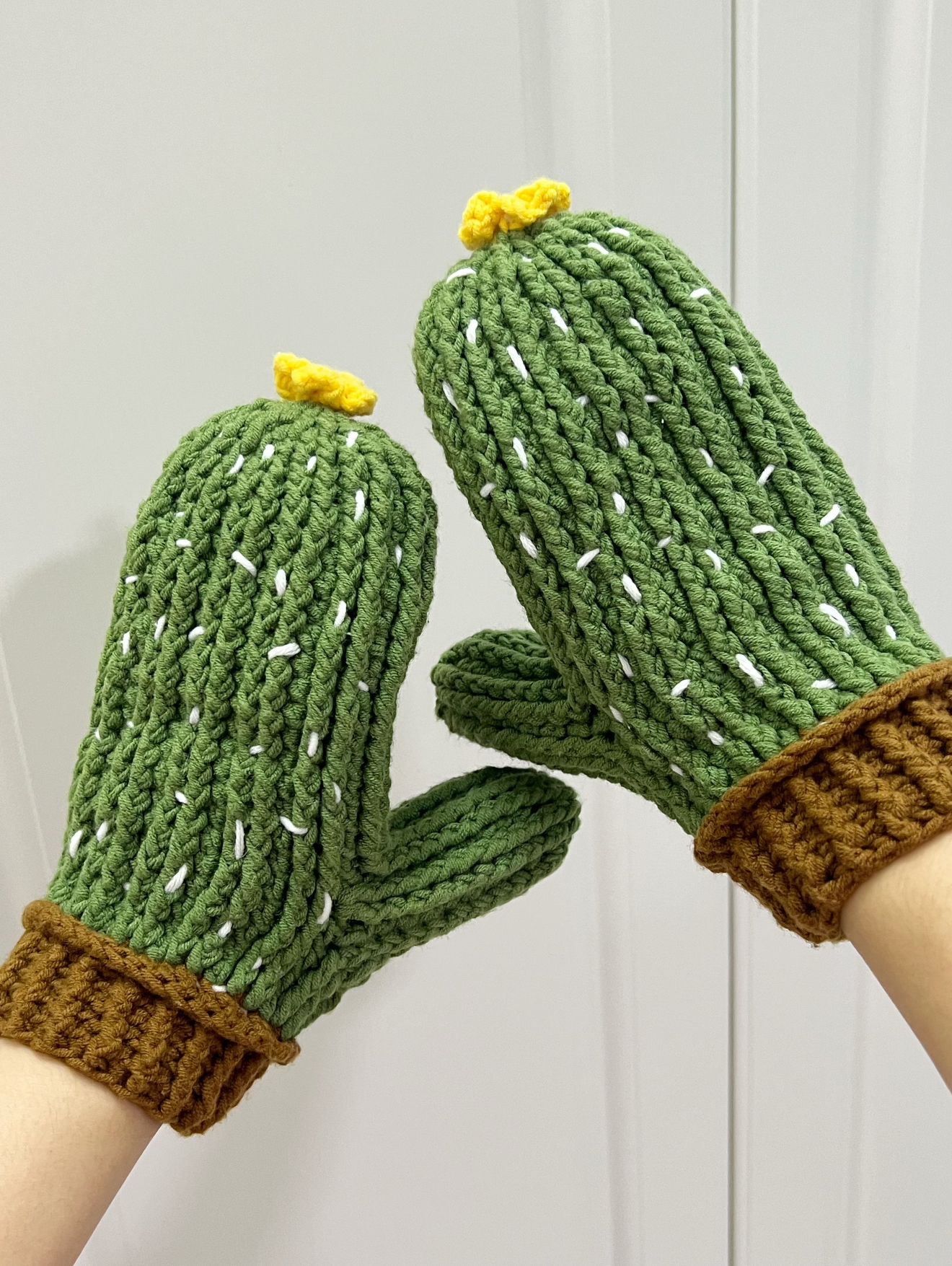 手工编织毛线钩针自制仙人掌手套diy材料包自制送女友闺蜜保暖