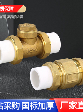 正品 ppr铜止回阀卧立式双活接单向阀逆止自来水管表4/6分DN20/25