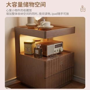 实木床头柜简约现代家用卧室带锁储物柜小型床边置物架简易收纳柜
