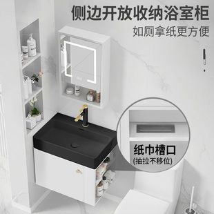 实木浴室柜洗漱盆洗漱台黑色迷你洗手池洗手盆脸面盆 小户型挂墙式