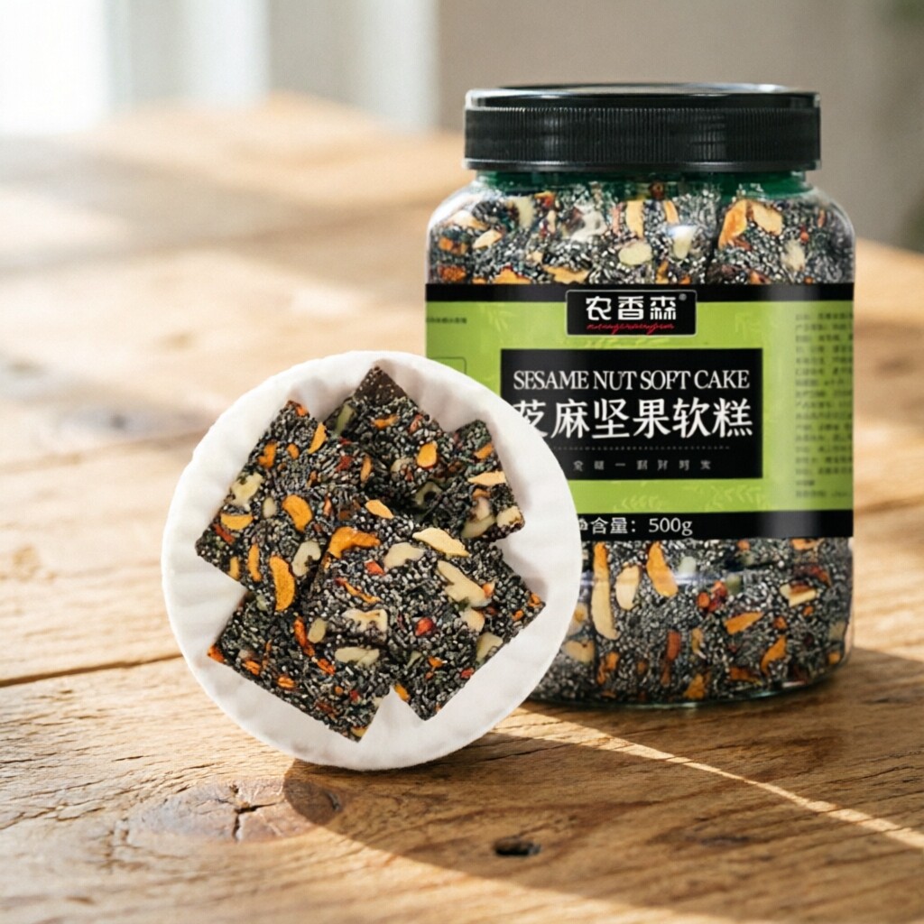 红枣黑芝麻核桃糕 厚切坚果软糕点 营养特产芝麻饼小吃休闲零食