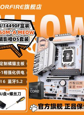英特尔i5 14490F搭COLORFIRE B760M-A MEOW橘影橙WIFI主板CPU套装