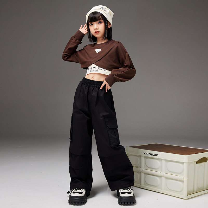 女童爵士舞服装儿童演出服jazz女孩走秀表演街舞潮服练功服酷秋季