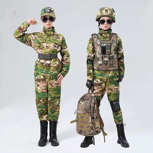 新款儿童迷彩服套装户外战术装备春秋男女童特种兵军训表演服