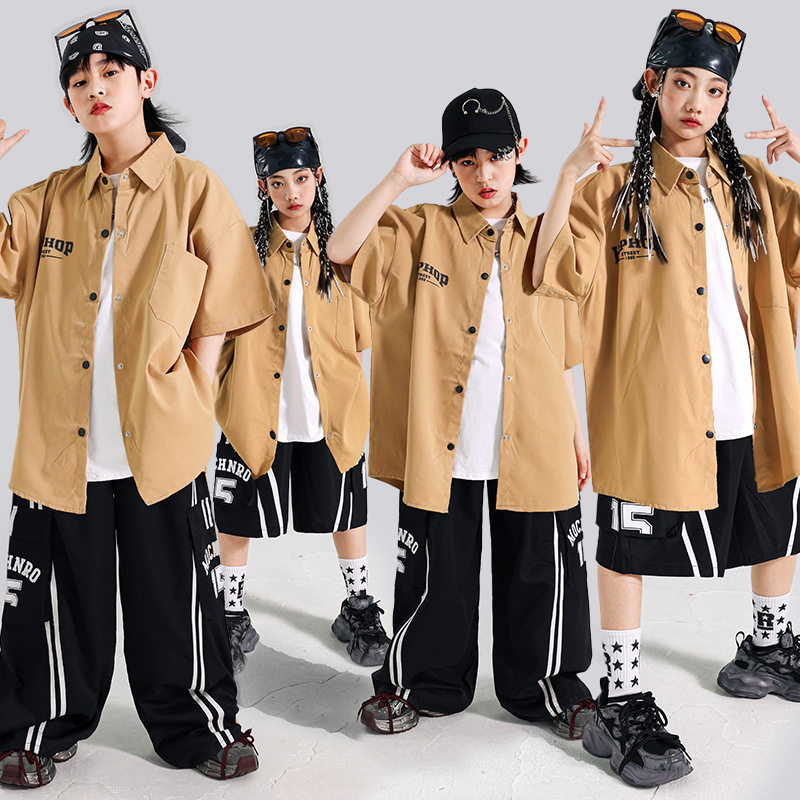 儿童hiphop街舞演出服嘻哈男童马甲套装少儿架子鼓男孩表演服装