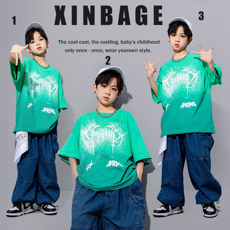 儿童街舞潮服嘻哈hiphop童装潮牌帅气男女童架子鼓表演套装演出服