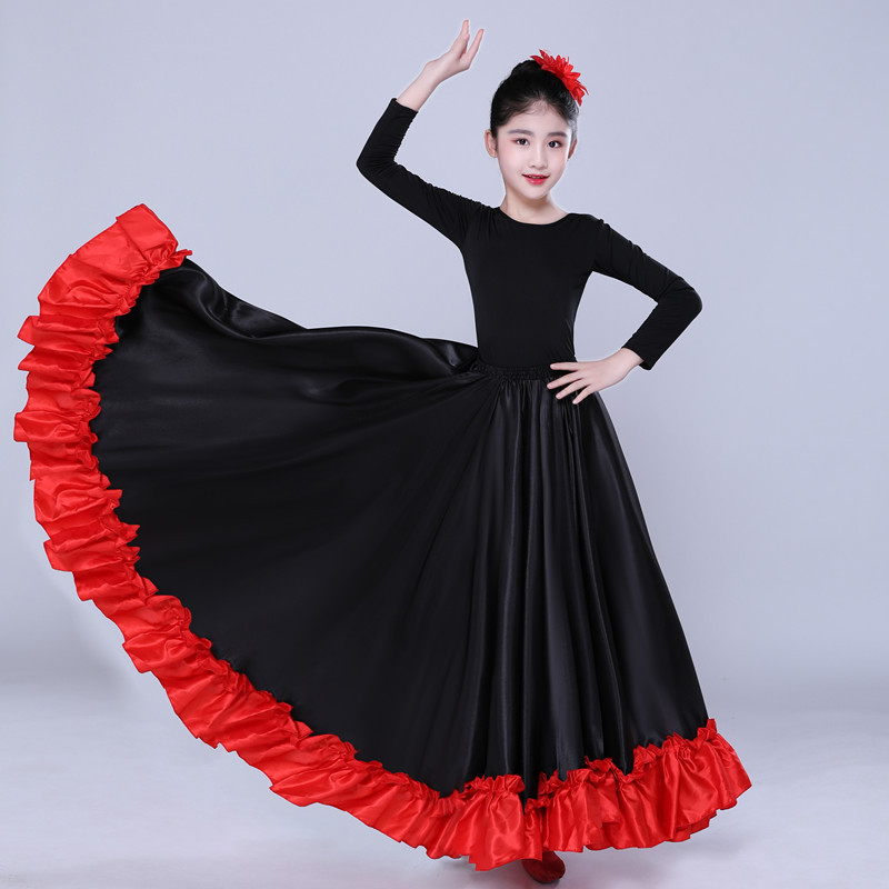 儿童西班牙舞蹈大摆裙演出服斗牛舞半身裙服装舞蹈裙幼儿表演服女