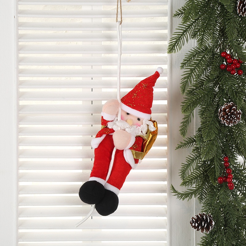 圣诞装饰品圣诞老人爬绳公仔降落伞创意节日礼物礼品装饰挂件批发