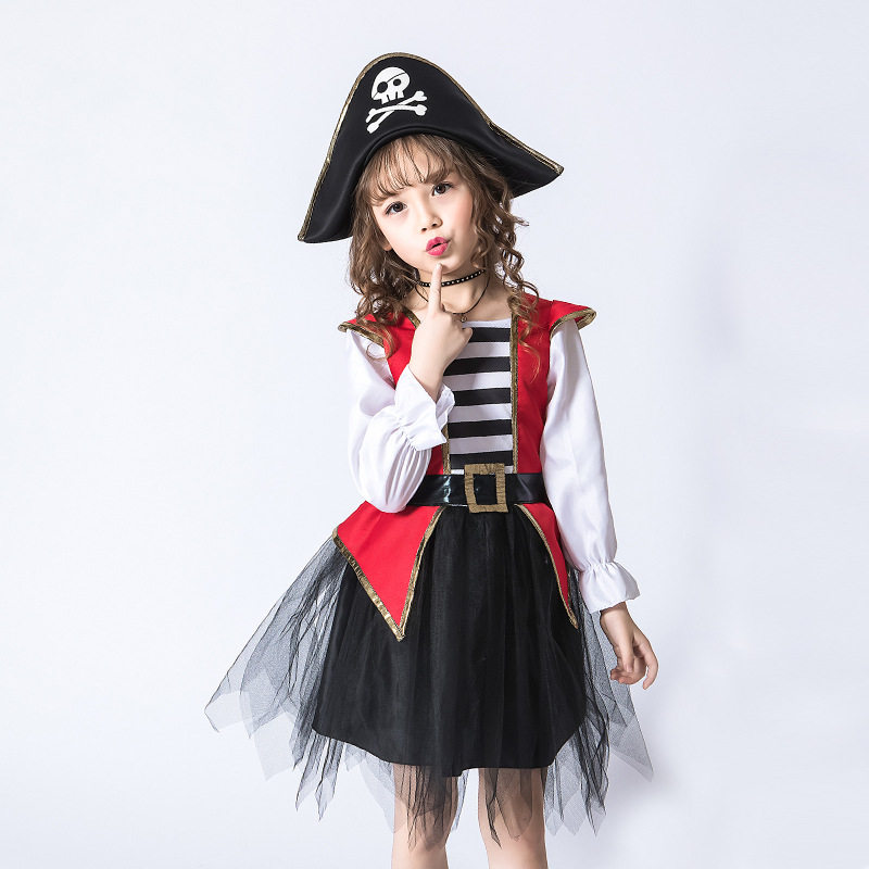 万圣节cosplay儿童聚会派对装扮演出表演服女童女海盗舞台剧服装