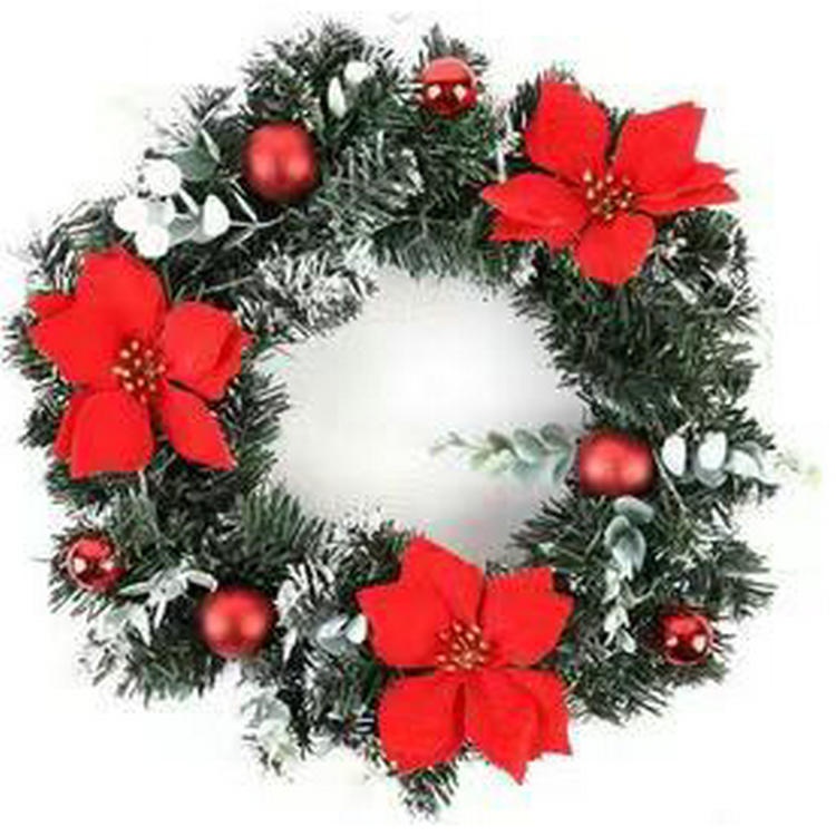 圣诞花环 圣诞节装饰品带灯花环 场景布置用品藤圈门挂店铺挂件