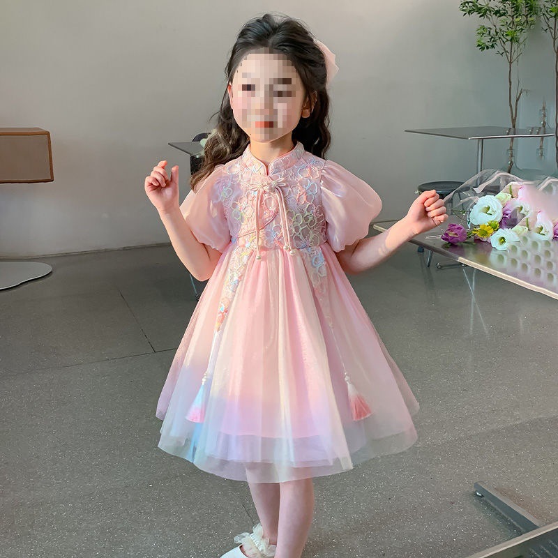 女童国风连衣裙夏季2025新款儿童中式裙子女孩洋气公主裙宝宝