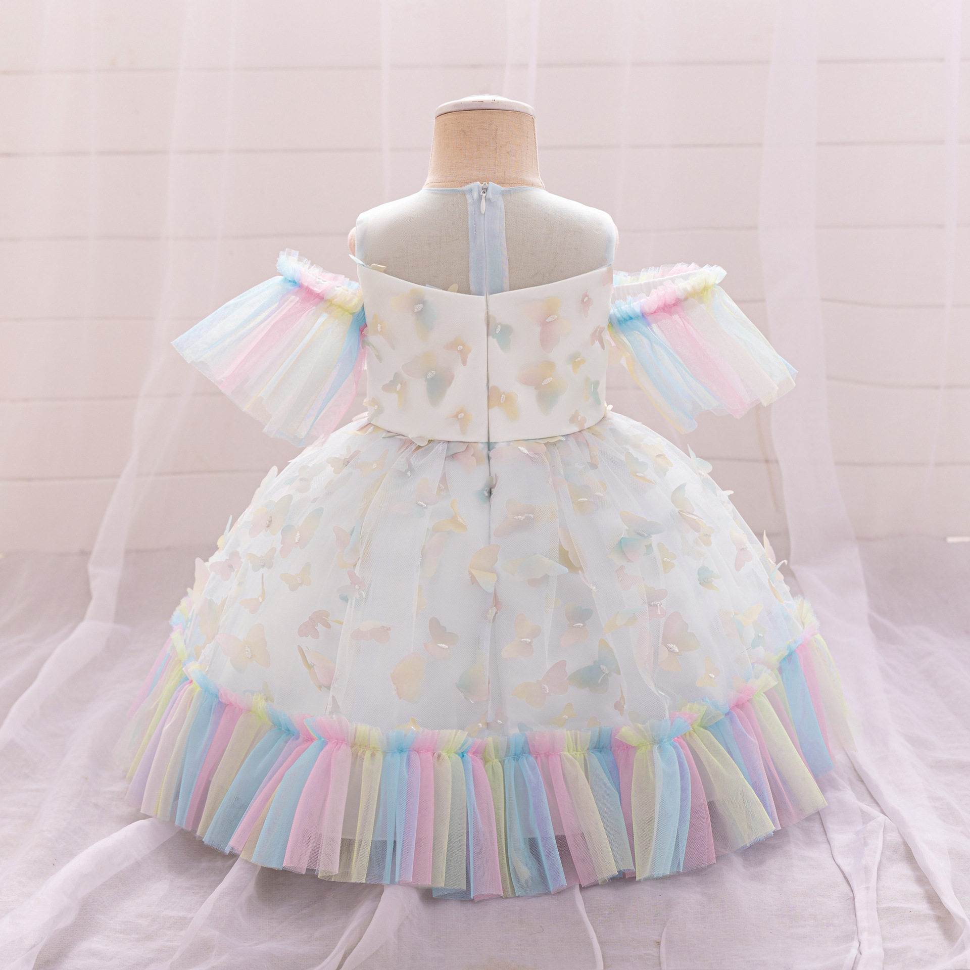 女童礼服儿童公主裙连衣裙彩色婚纱裙表演演出服亚马逊虾皮跨境新