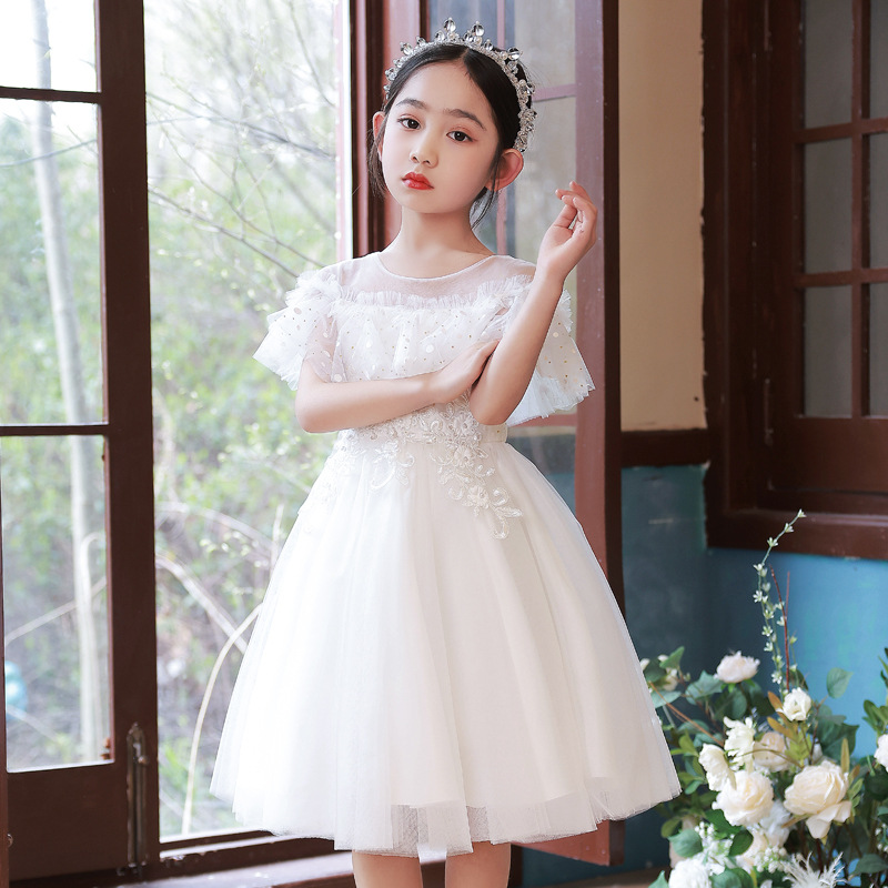 女童夏装礼服连衣裙新款2022夏季女孩蓬蓬纱裙儿童洋气白色公主