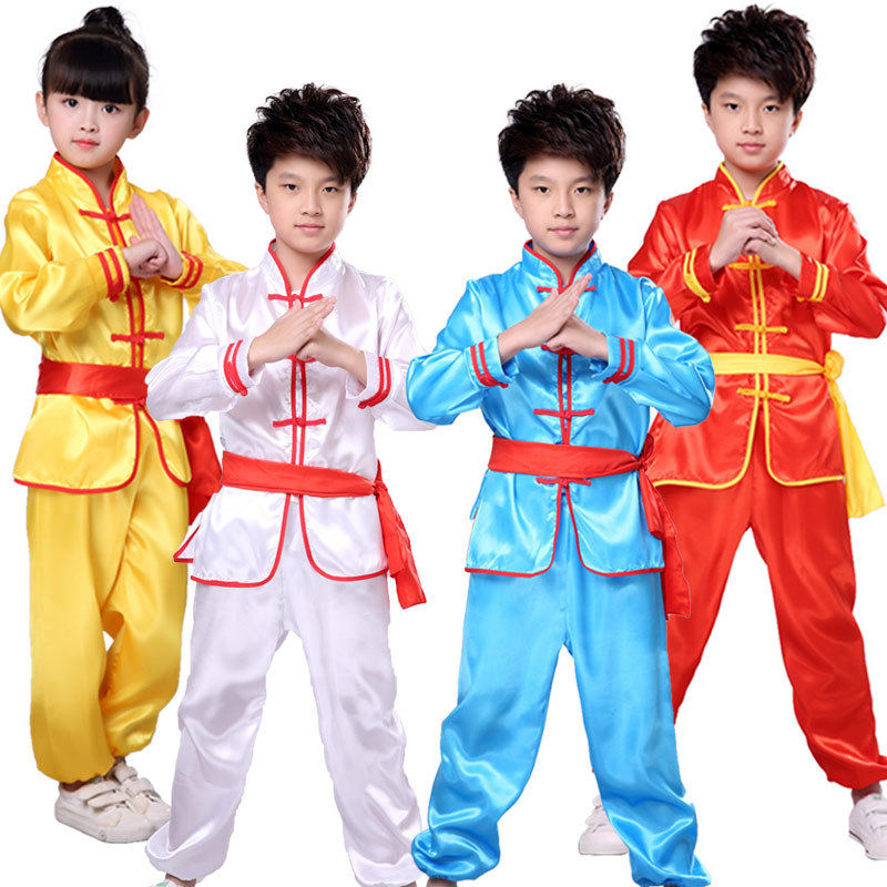 儿童武术表演服装女童练功服幼儿太极服男童长袖少儿功夫演出服
