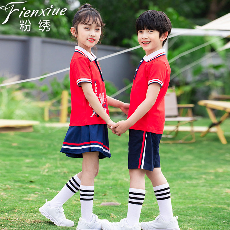 夏季2021中小学生古风运动服校服幼儿园园服班服休闲套装国风短袖