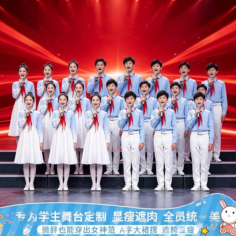 六一儿童合唱演出服诗歌朗诵比赛团体中小学生英伦风爱国表演服装