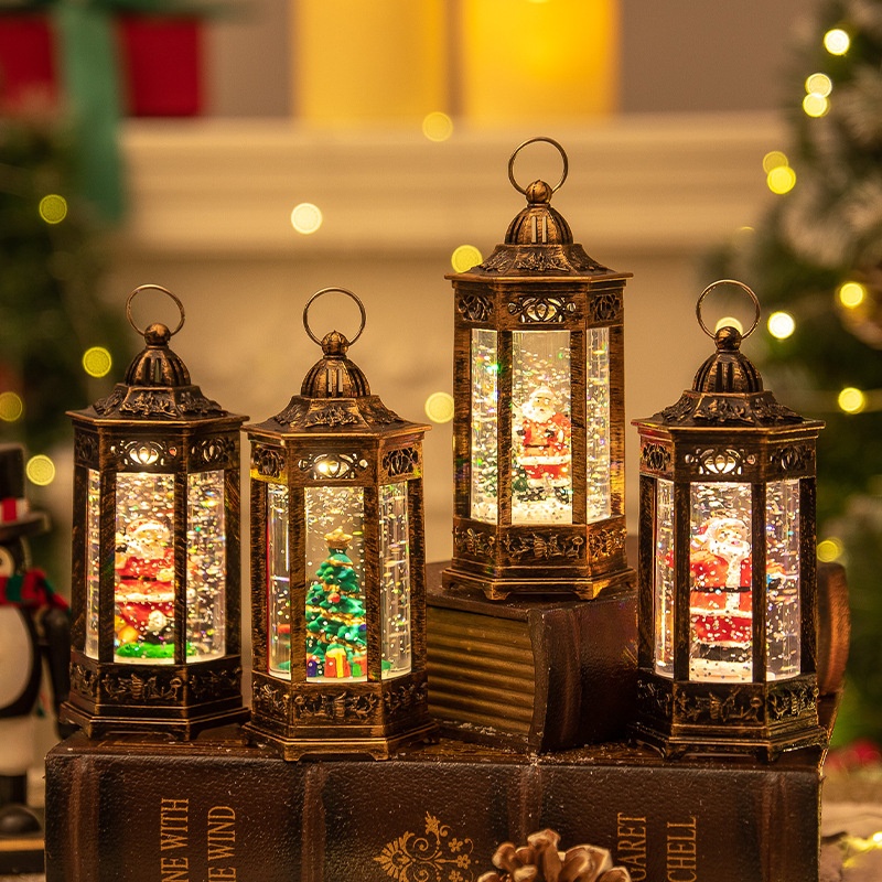 适用于圣诞节礼物盒圣诞老人雪花氛围夜灯 平安夜灯饰礼品圣诞场