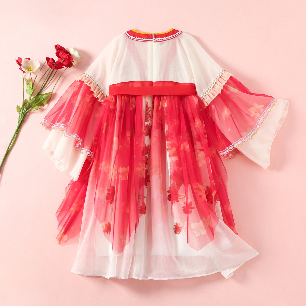 【钜惠出清】女童汉服夏儿童连衣裙宝宝仙女裙长袖女孩表演服拜年