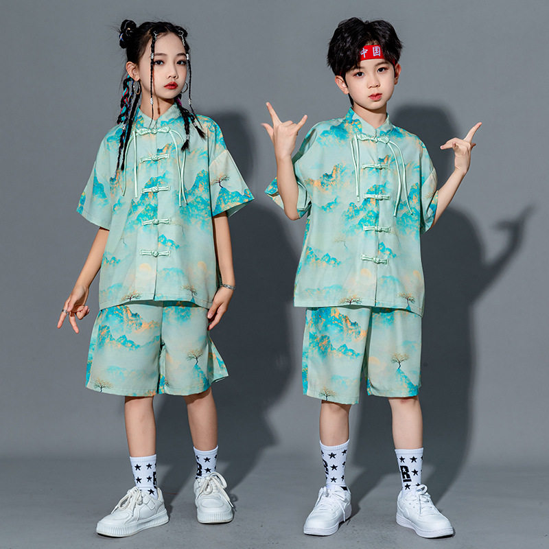 六一儿童演出服男女童新中式汉服套装诗歌朗诵古典舞中式表演服装
