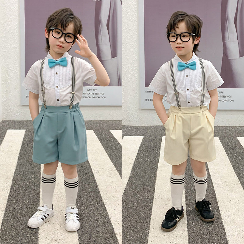男孩夏款小西装套装男童儿童六一表演服男孩宝宝小主持人礼服花童