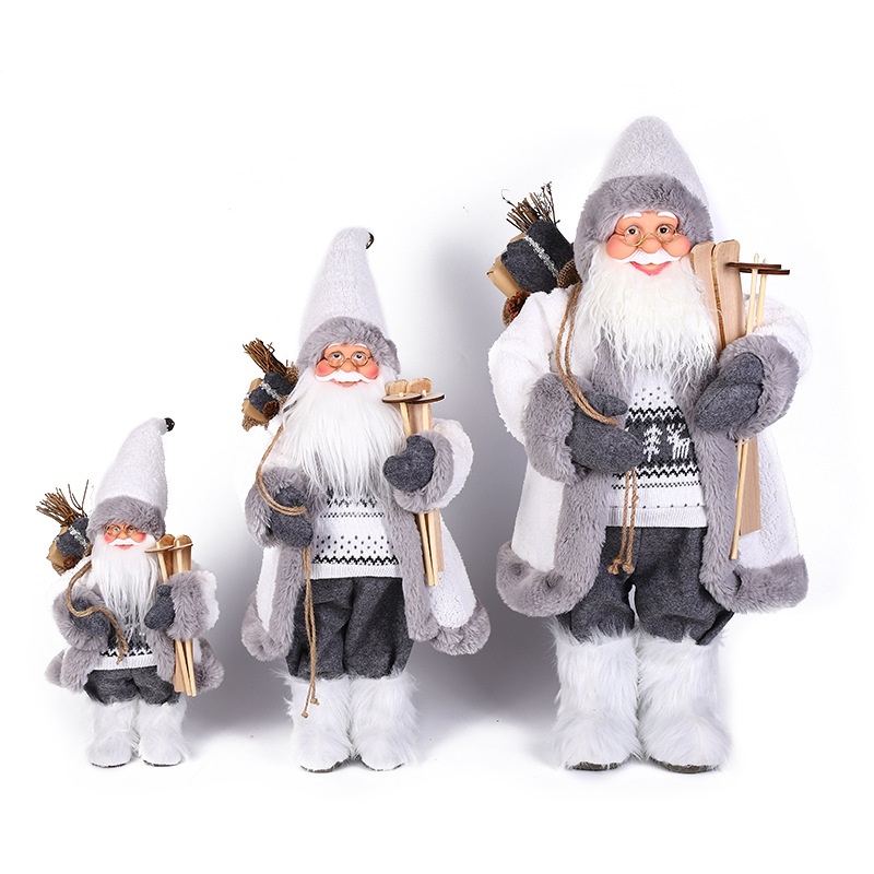 毛绒卡通布艺静止圣诞老人圣诞节玩偶公仔摆件圣诞装饰品儿童玩具