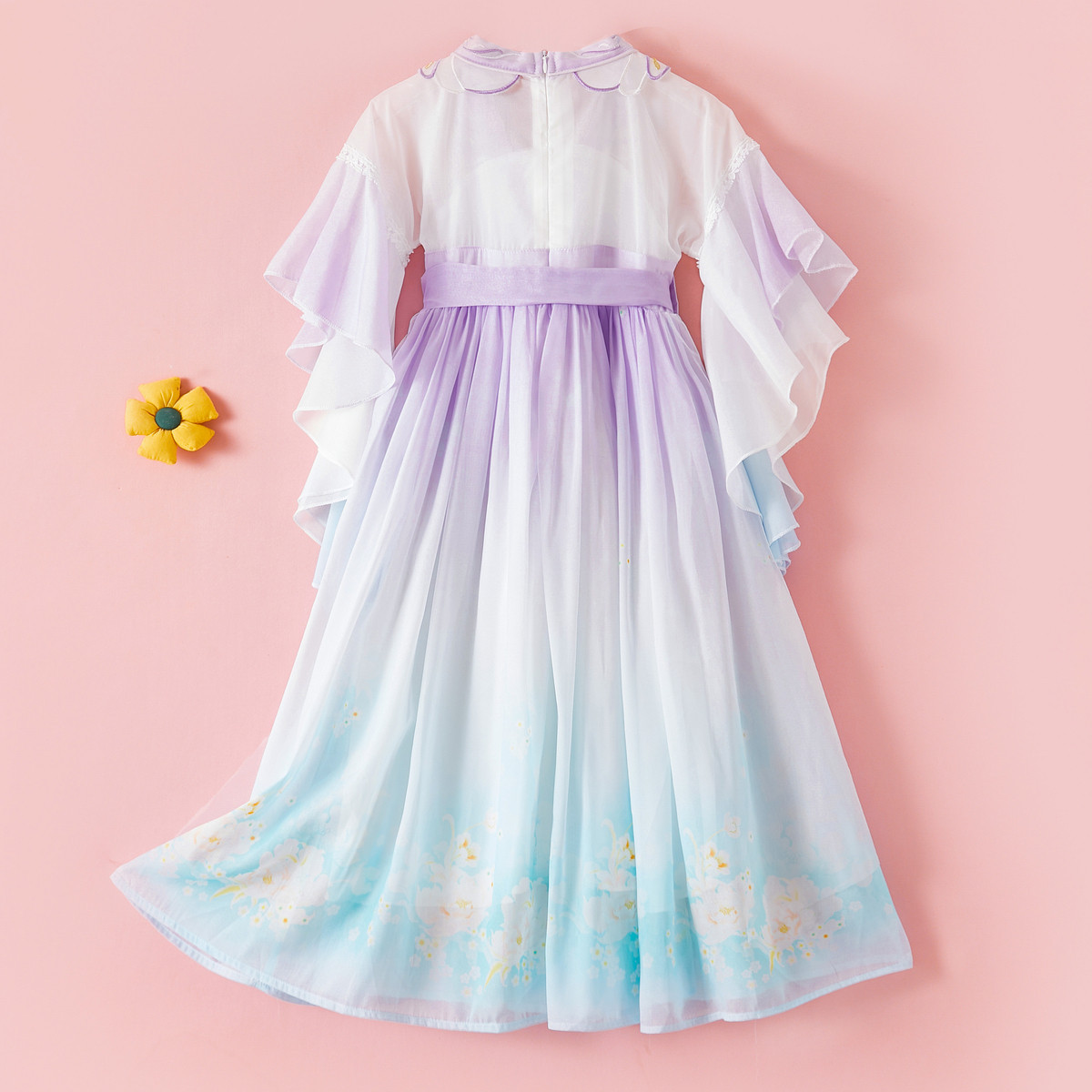 女童汉服长袖薄款儿童表演服中大童演出服连衣裙网纱裙出游夏款新