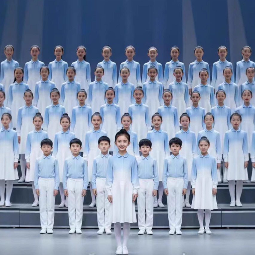 元旦合唱团演出服保卫黄河国庆主持服装儿童成人朗诵比赛表演礼服