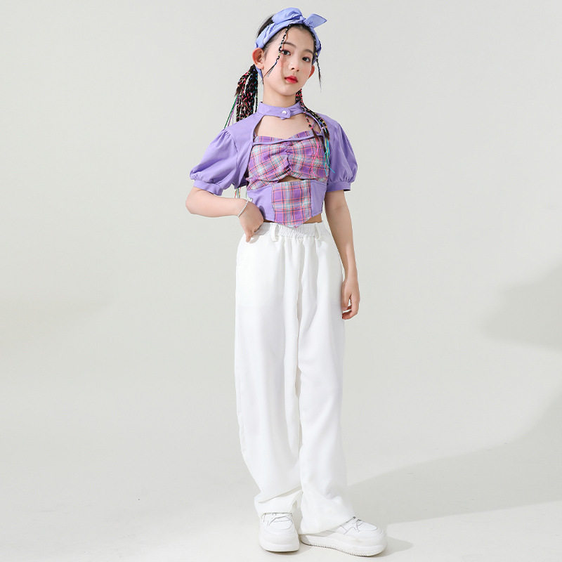 女童爵士舞露脐嘻哈jazz走秀舞蹈服练功服hiphop儿童街舞表演出服