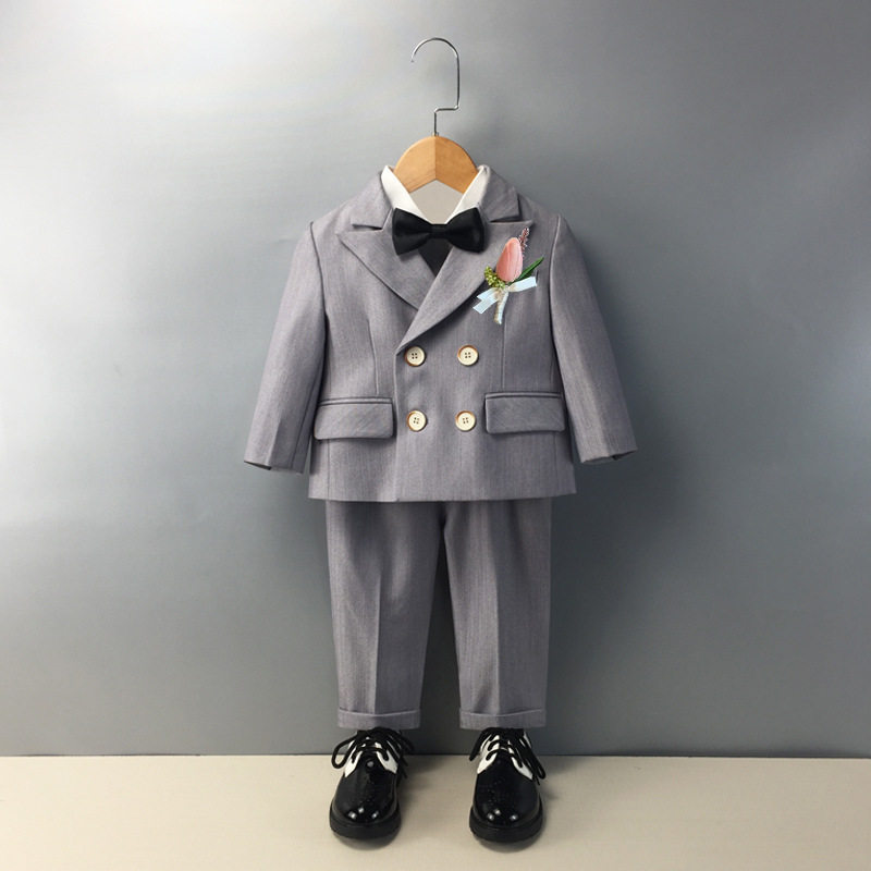 儿童西装礼服套装小童花童婚礼服宝宝周岁生日西服男童演出表演服
