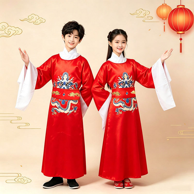 万圣节儿童演出服cos财神爷衣服状元服装女驸马新年迎财神表演服