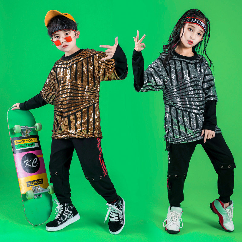 男童爵士舞街舞演出服男孩亮片表演服说唱弹吉他架子鼓手服装成人