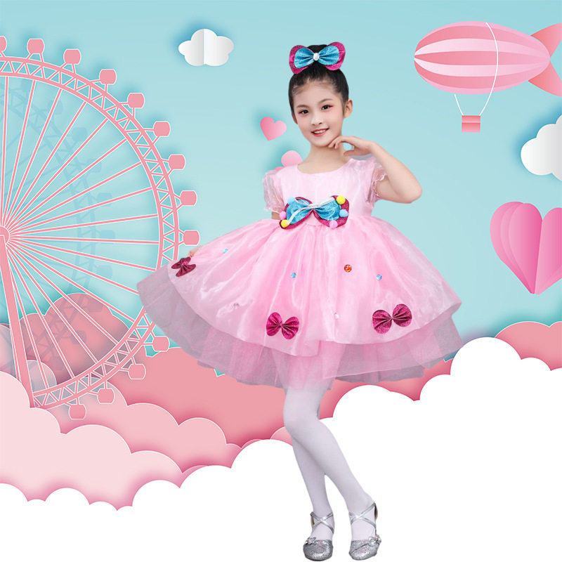 六一儿童演出服幼儿园舞蹈服女童蓬蓬纱裙可爱娃蝴蝶连衣裙表演服