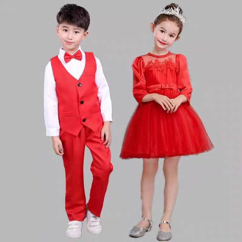 儿童大合唱团演出服中小学生诗歌朗诵舞蹈表演服男女童主持人礼服