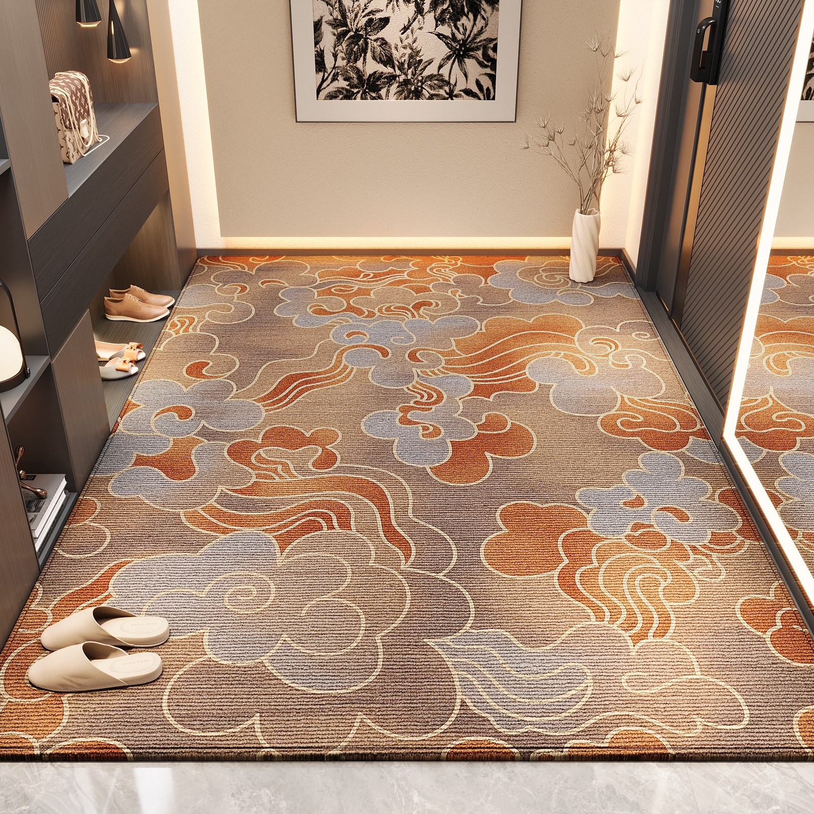 新中式入户门地垫家用国风复古进门地毯高级感门口玄关脚垫可裁剪,居家布艺,入户地垫,淘宝优惠券,粉丝福利购,淘宝优惠卷