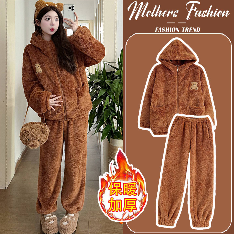 孕妇卡其色套装秋冬2025新款