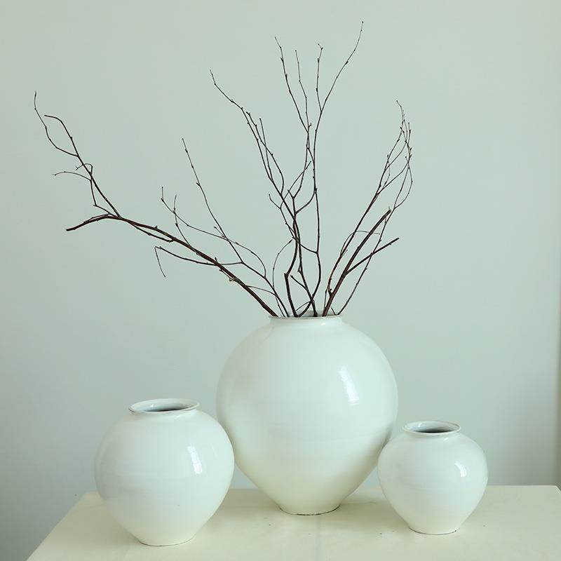 陶瓷花瓶复古新中式白色月亮罐圆肚摆件禅意插花艺民宿装饰花器,家居饰品,花瓶,淘宝优惠券,粉丝福利购,淘宝优惠卷