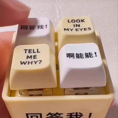 回答我lookmyeyes】小红书同款语录解压按键玩具发声钥匙扣送朋友