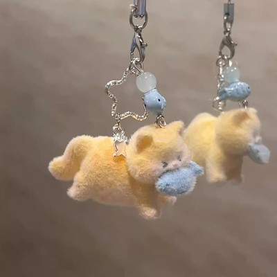 【胖橘小猫爱吃鱼】毛绒小猫手机链diy创意礼物相机包包可爱挂件