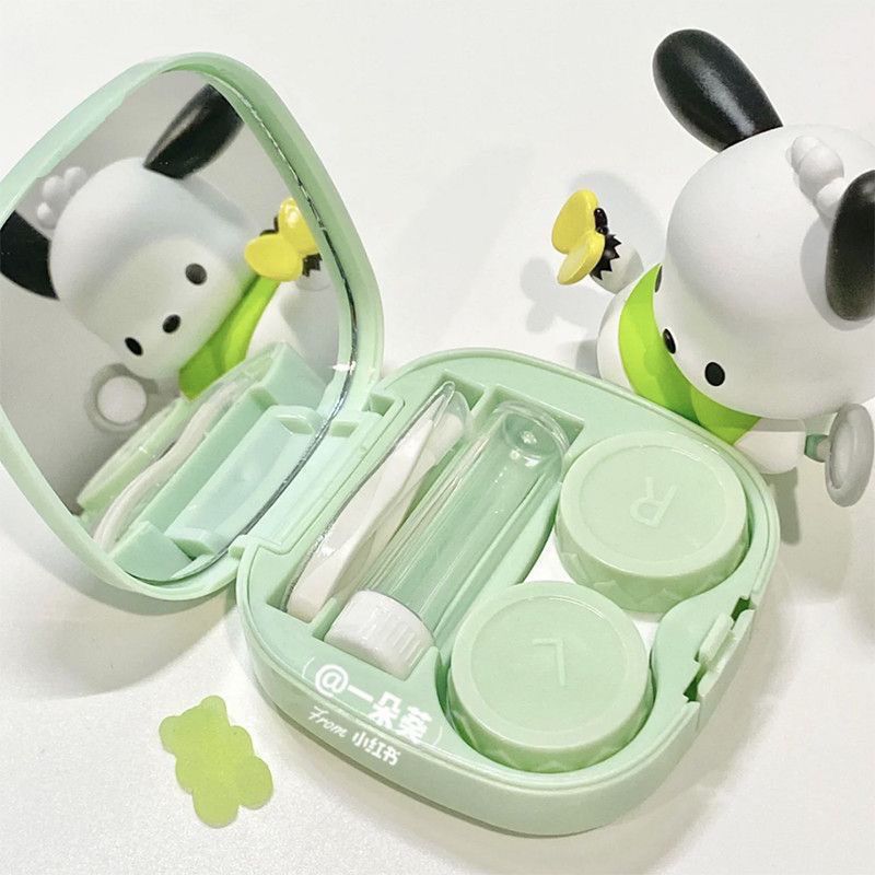 可爱卡通ins美瞳盒便携隐形眼镜盒伴侣盒带镜子取戴器日抛收纳盒